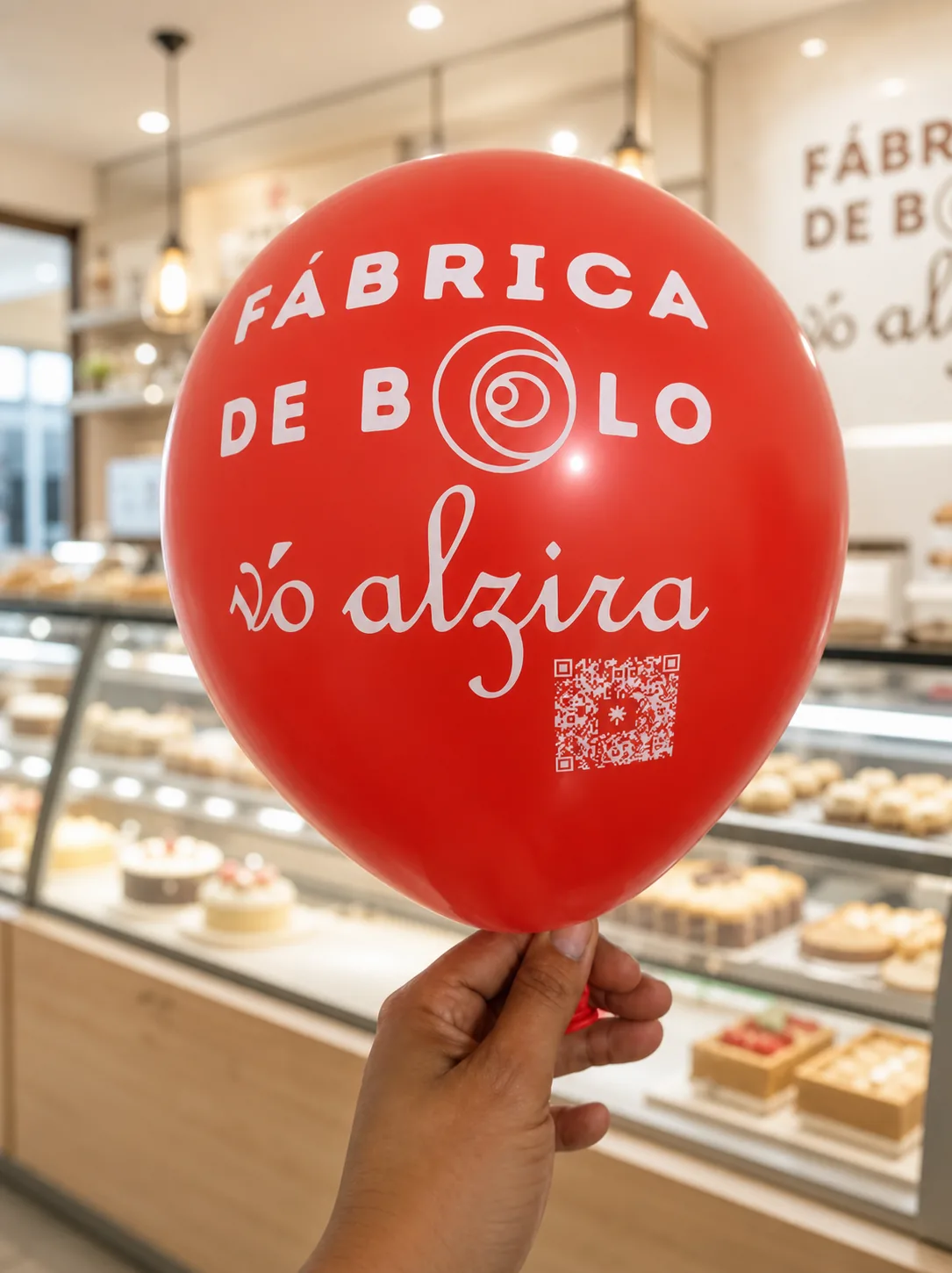 Balão vermelho personalizado para fábrica de bolos