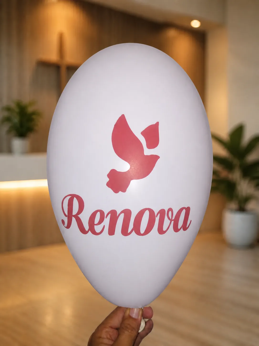 Balão branco personalizado para Igreja Renovo