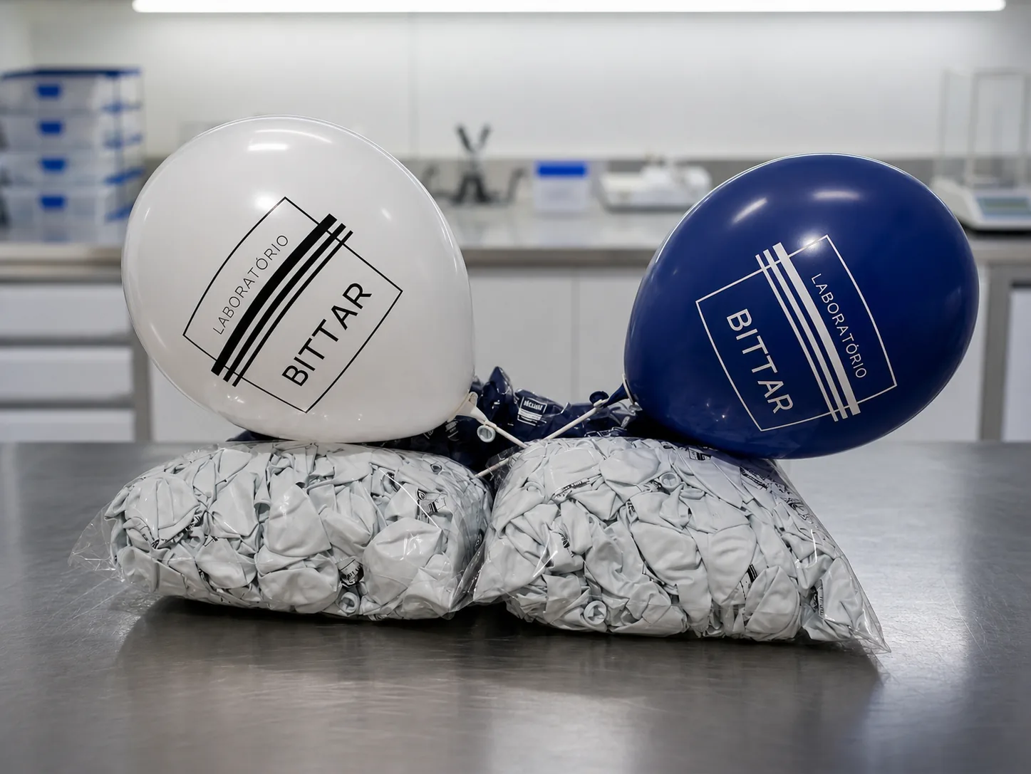 Produção de balões personalizados para Laboratório Bittar
