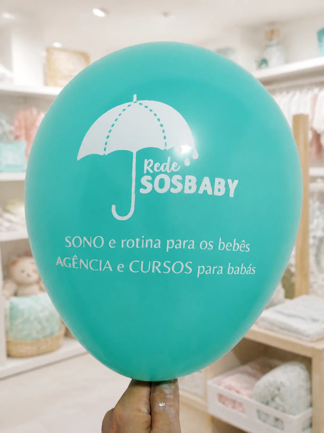 Balão turquesa personalizado Rede SOS Baby