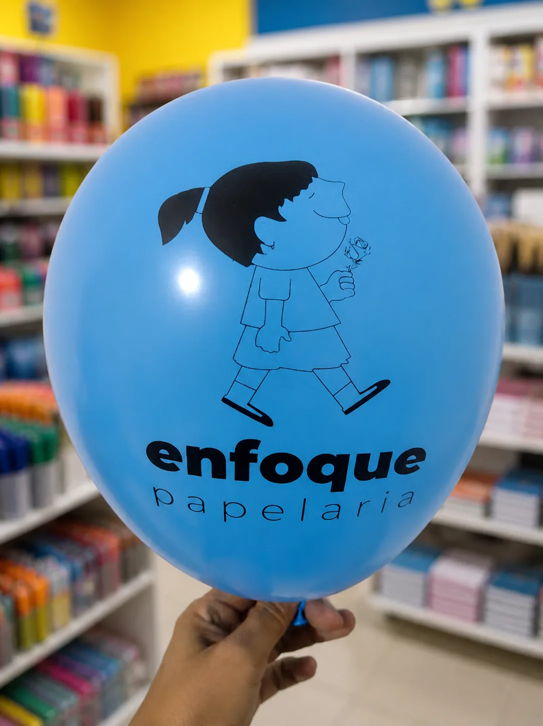 Trabalho real: balão azul Enfoque Papelaria