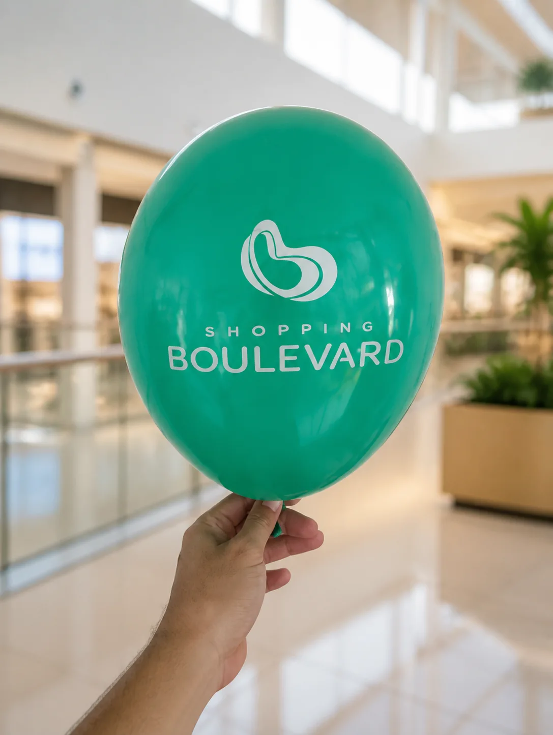 Balão verde personalizado para Shopping Boulevard