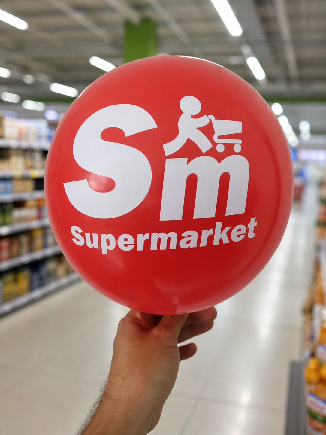 Balão vermelho personalizado para supermercado