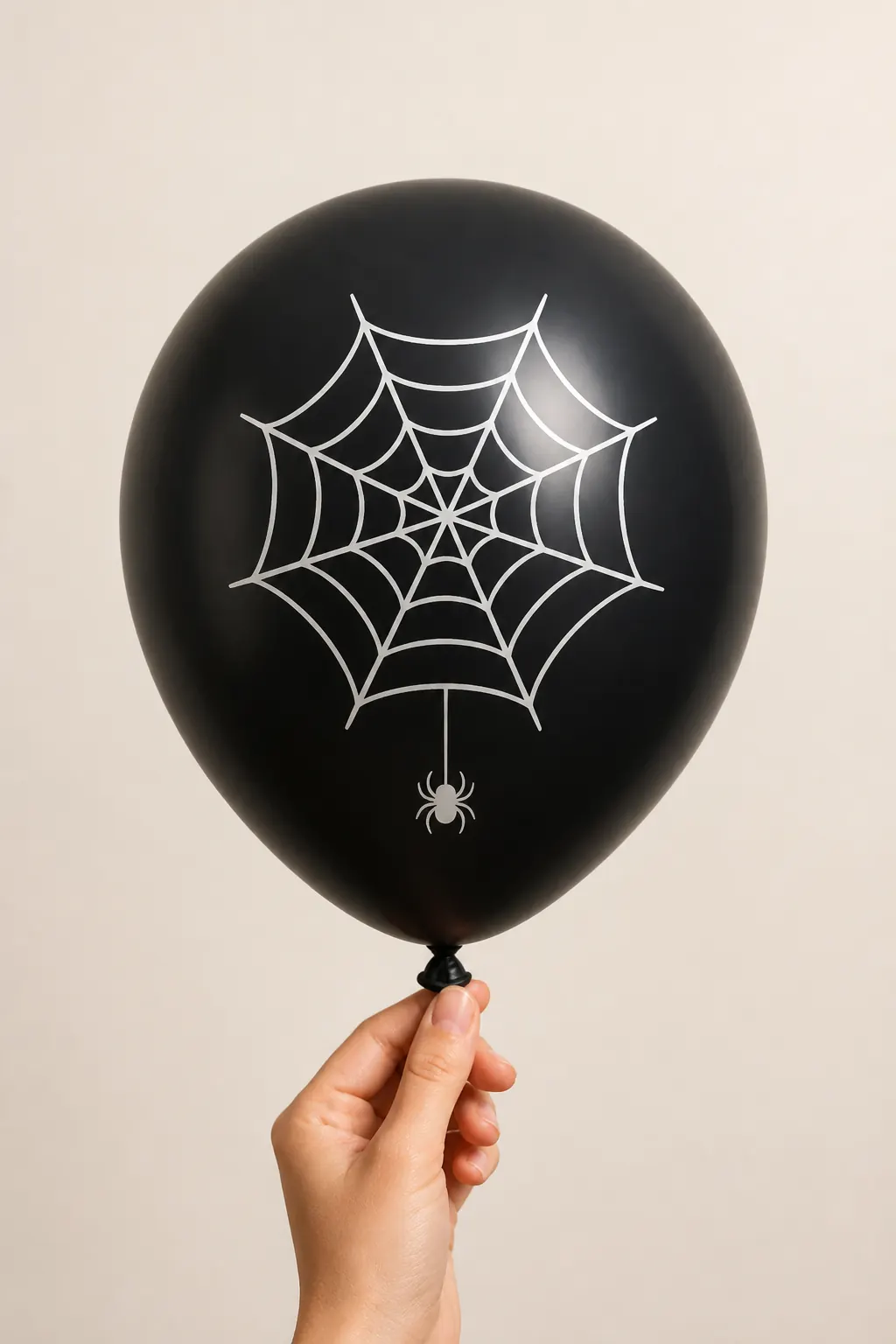 Balão preto de Halloween personalizado com teia e aranha